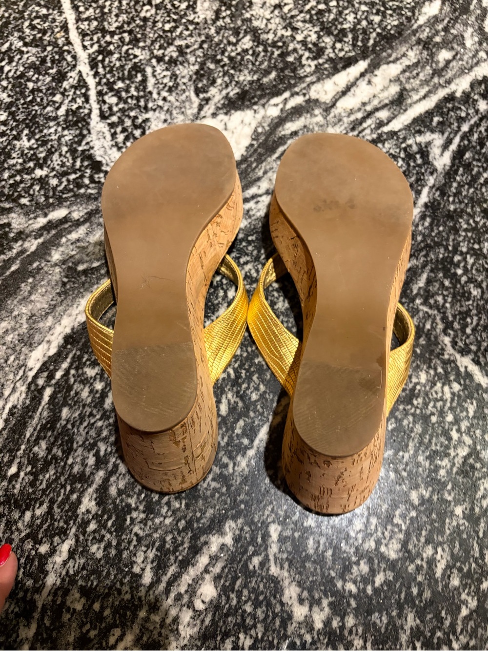 Tory Burch Gold Cork Wedge Thong Sandals - Picture 6 of 9